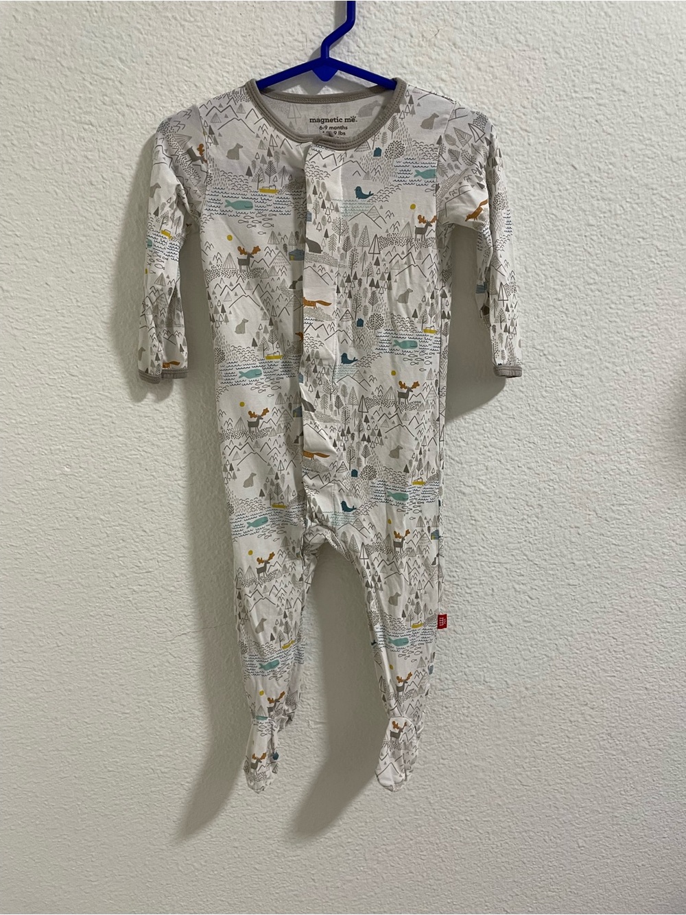 Magnetic Me Cream Woodland Print Footed One-Piece